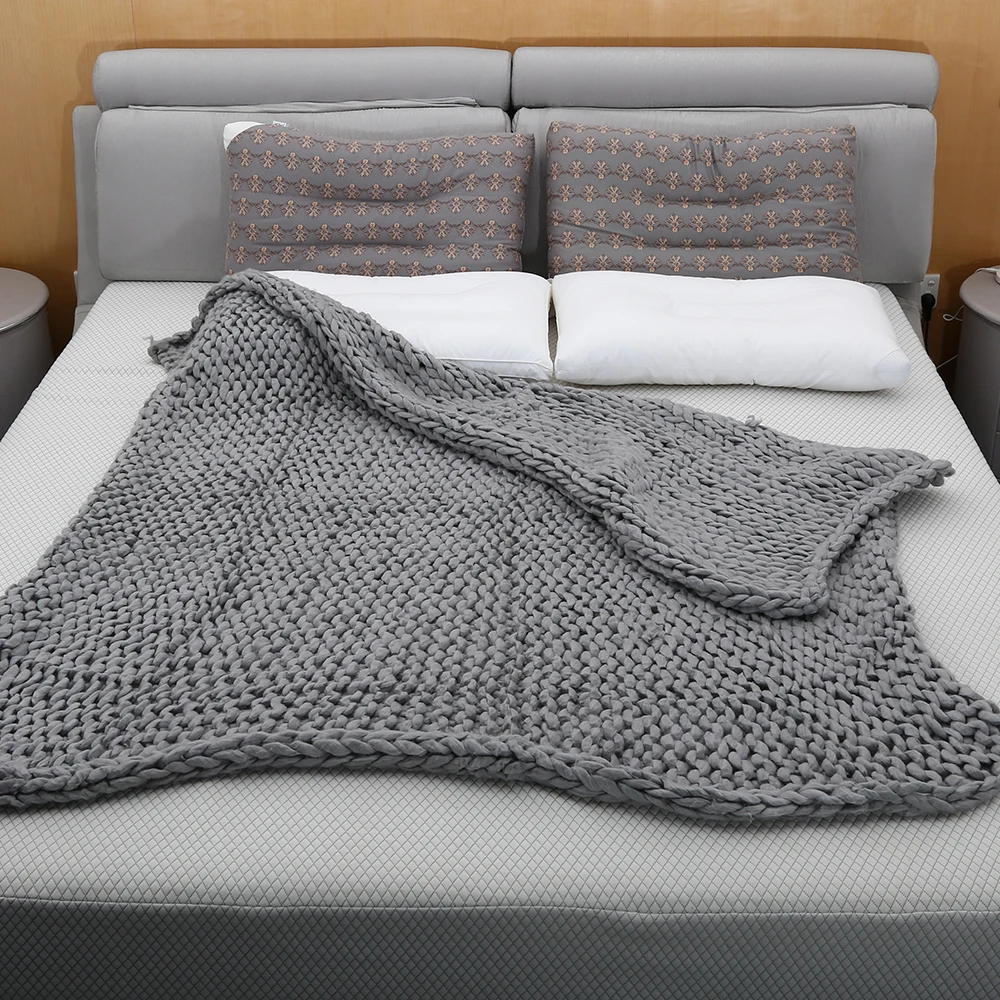 U Miss Fashion Hand Chunky Wool Knitted Blanket Thick Yarn Merino Wool