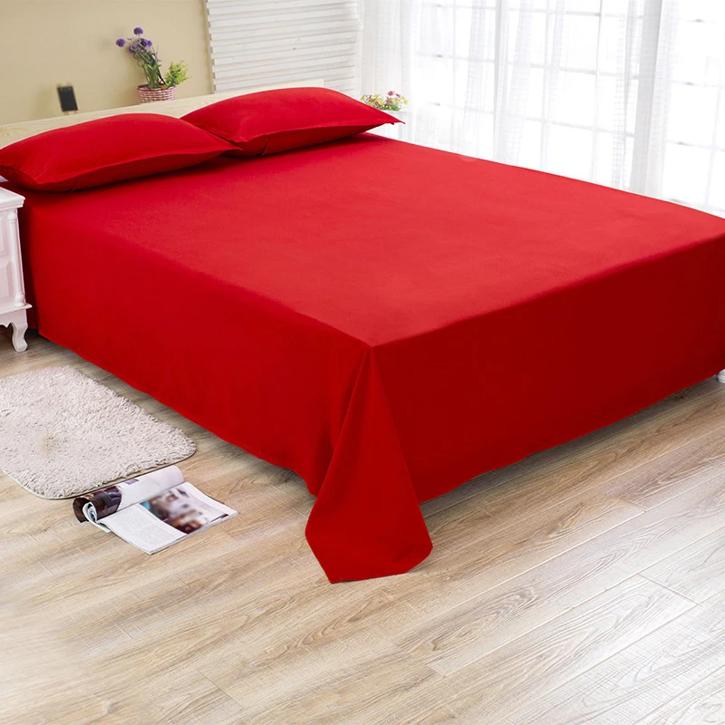 New Classic Polyester Bed Sheet Solid Color Bedspreads Double Bed Covers Home Textile Bedding Printed Soft Pink Sheet