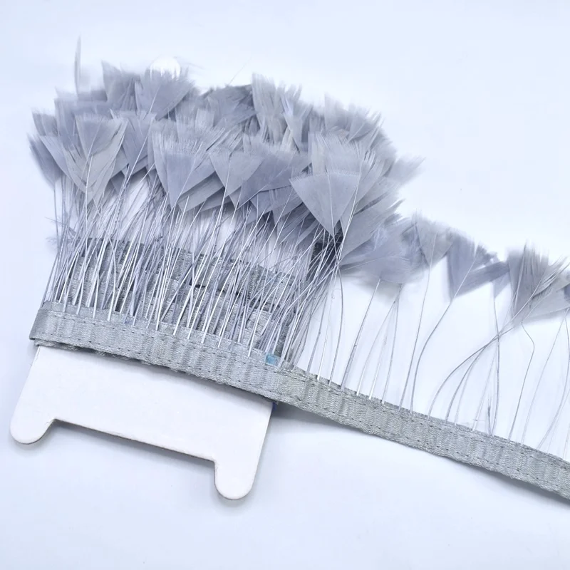 gray 2 м/лот Топ Королевский Синий гусиное перо лента одежда Декор DIY перья фазана бахрома свадебное искусство отделки перьями piuma Finiture - Цвет: gray