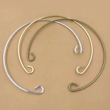 

1.5x65mm Wire Wired Bracelet 2 Hooks Connectors Bangle Findings Settings Brass Metal DIY Jewelry Making 7 colors Wholesale