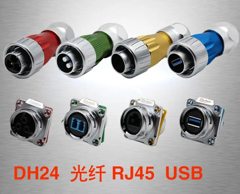 

Proof Fiber Optic Rotary Locking Aviation Plug Socket Water Proof Connector DH24 Type RJ45 USB3.0