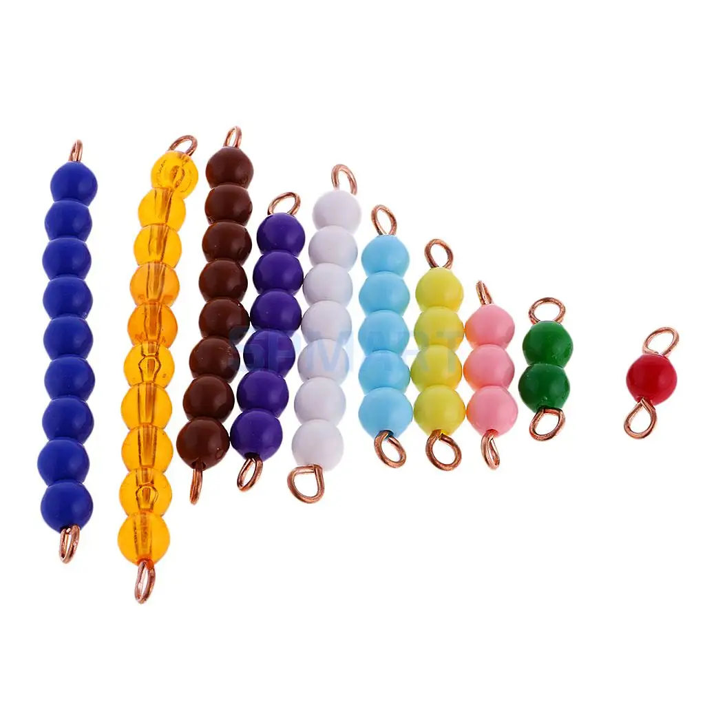 Montessori 20pcs Beads Bars 1-10 Numbers Kid Decimal System Learning Maths