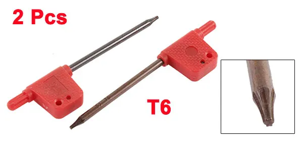 Uxcell Hot Sale 2pcs Plastic Handle Flag Type T6 Torx Key Wrench Spanner Red