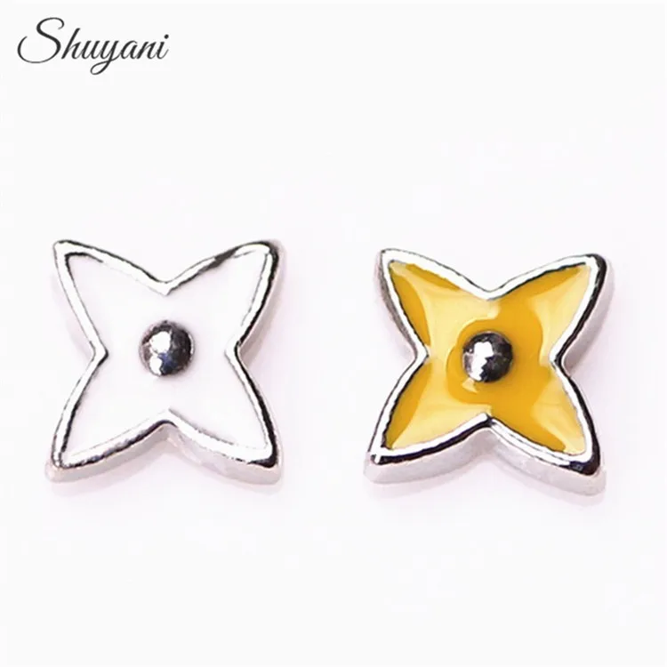 

20pcs/lot Newest Fashion Enamel Lucky Clover Flower Floating Locket Charms for Living Memory Locket 2016