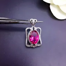 Натуральный Красный топаз кулон S925 Серебряный натуральный драгоценный камень кулон Цепочки и ожерелья Модная классика элегантная жилетка большого размера для женщин с круглым носком; вечерние ювелирные изделия