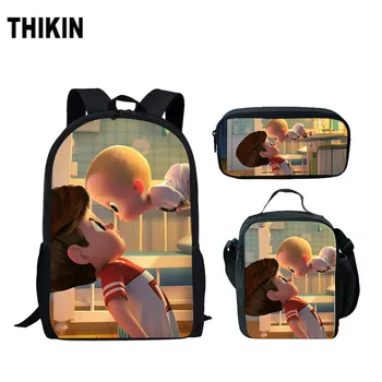 

ThiKin Cartoon School Bags for Teenage Girl Cute Boss Baby 3D Print Casual School Backpack Children Bookbags Laptop Bag 3Pcs/Set