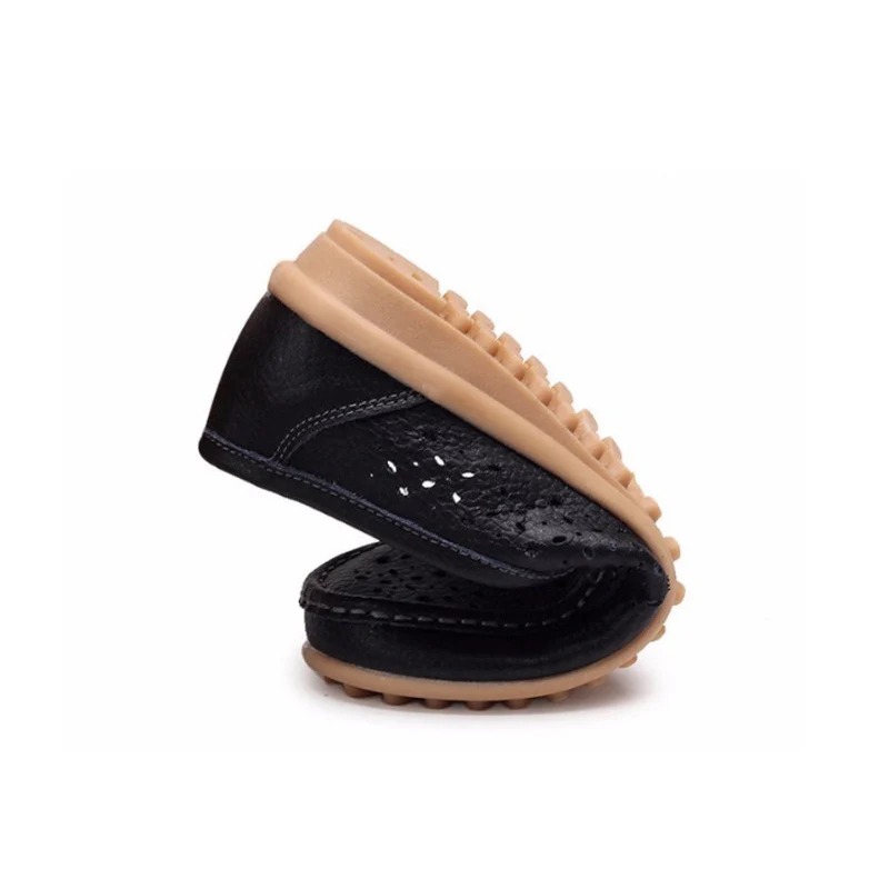 Confortable Mocassins Appartements Ballerine Véritable rouge Femmes Doux Chaussures Lady Femme Évider D'été 617 Noir blanc Plates Cuir Yaerni jaune Bsn qC45vw8