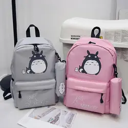 Холст сумка Женская Корейская версия Колледж стиль студент рюкзак дорожные рюкзак свежий Tonari Totoro