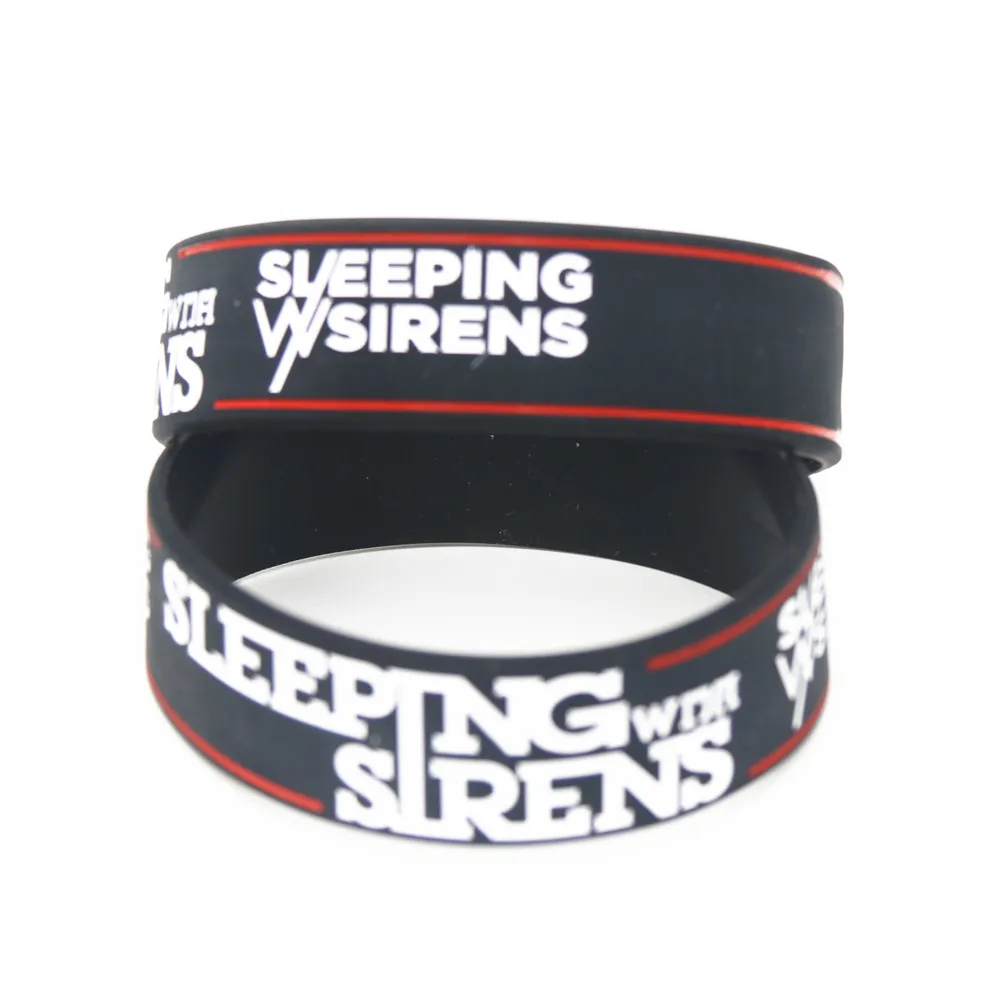 Sleeping With Sirens Band Silicone Bracelets&Bangles Wide Tendy Popular Silicone Wristband Classic Band Gifts SH197 1PC