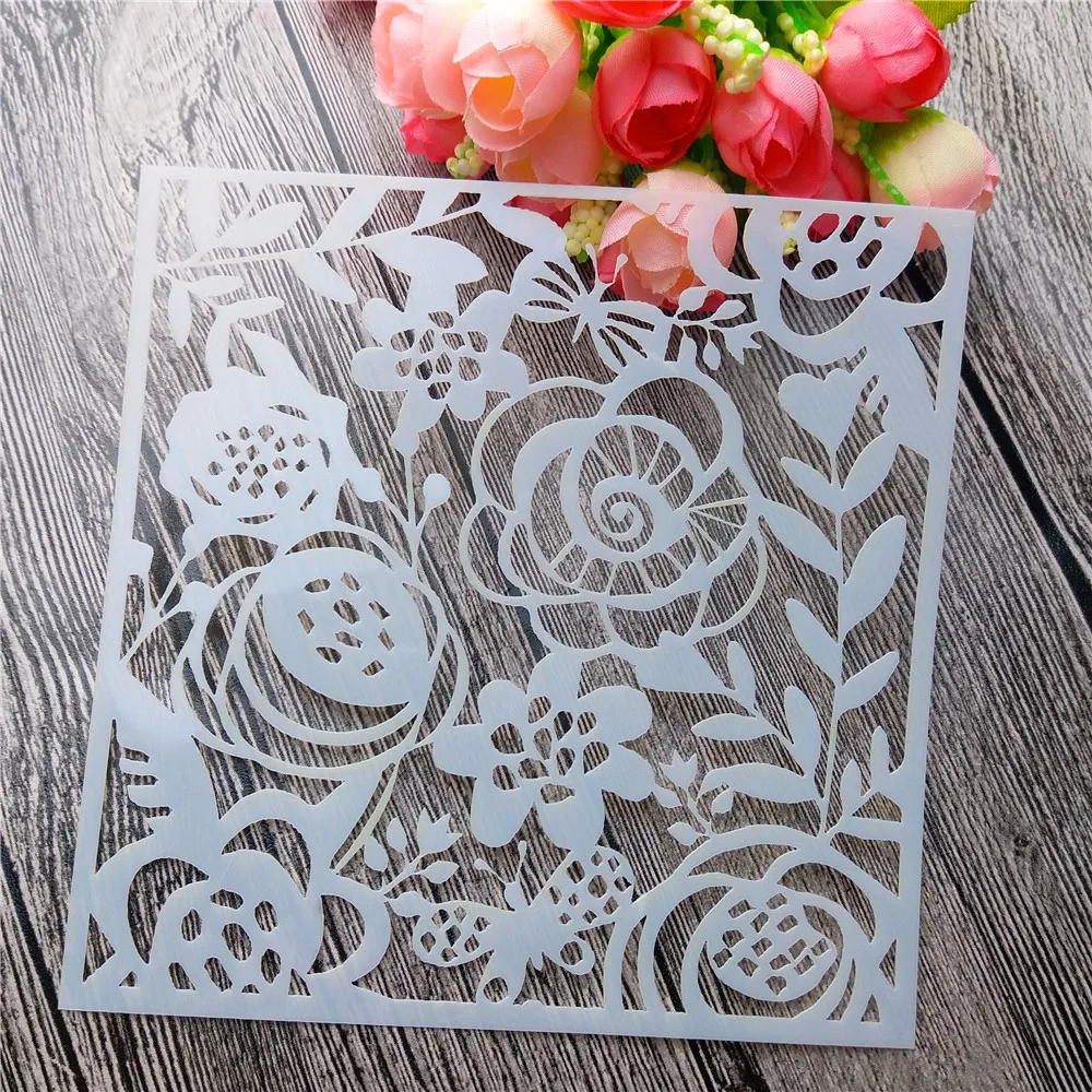 

Scrapbooking tool card DIY album masking spray painted template drawing stencils laser cut templates flower leaf shape