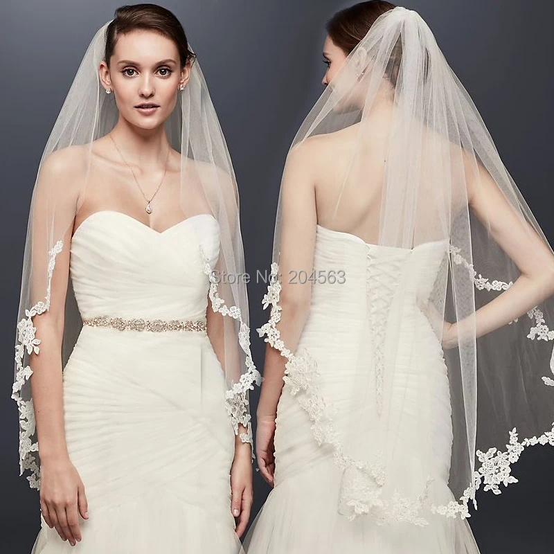 

One-Layer Veil Wedding Veil Tulle Lace Bridal Veil for Bride with Comb