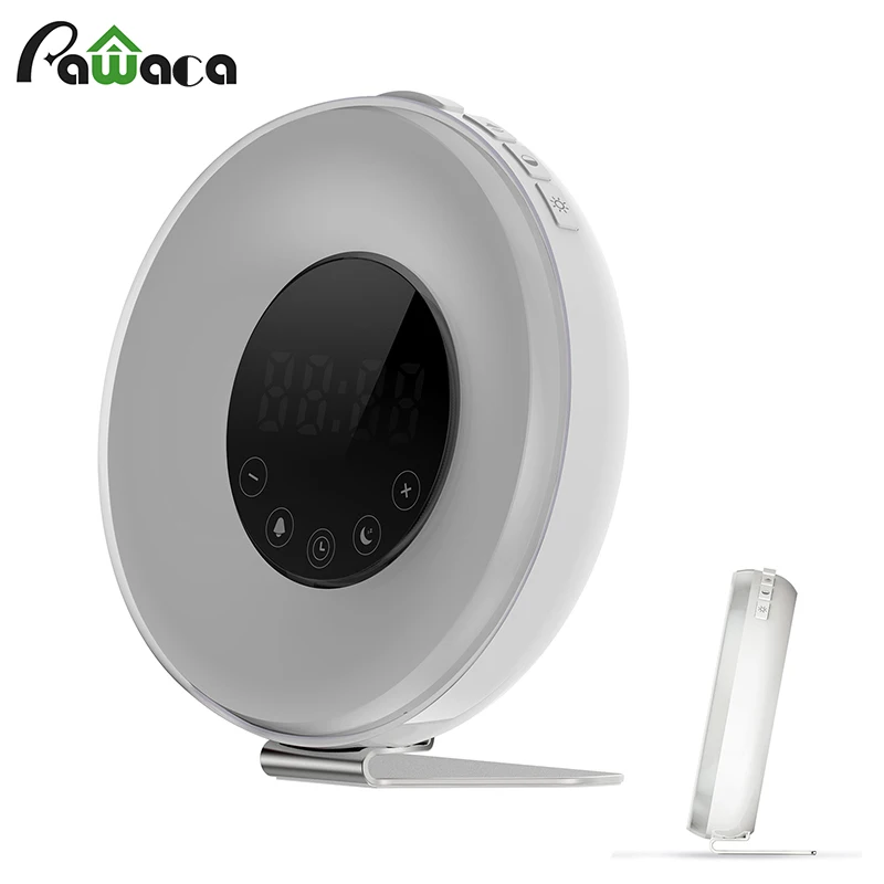 2017 New simulation wake up light led digital Alarm clock FM radio