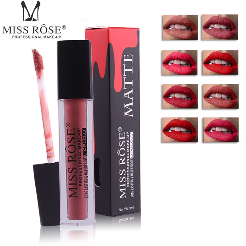 

MISS ROSE 24 Colors Beauty Colors Red Lips Baton Matte Liquido Full Waterproof Makeup Gloss Nude Matte Liquid Lipstick Mattc