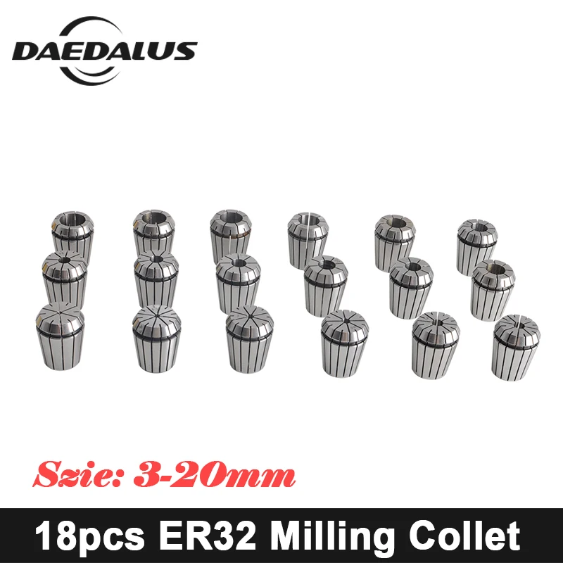 18PCS ER32 Collet Chuck 3mm-20mm Wood Router Collet Set Spindle Motor Tool For CNC Workholding Engraving Machine/Boring/Drilling