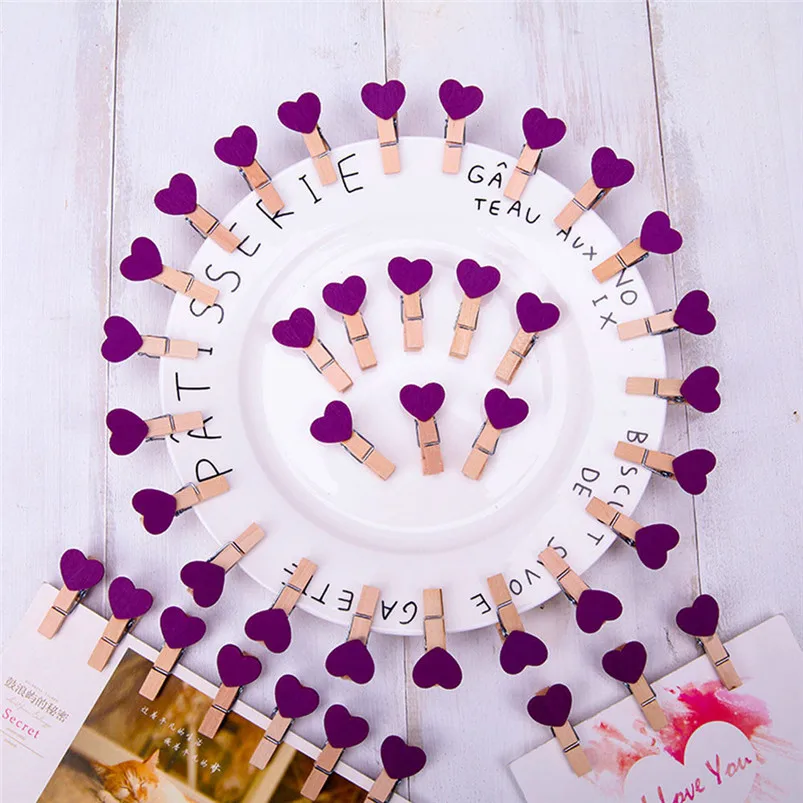 5 Pcs Clips Wall Decor DIY Creative Frame With Mini Colored Heart Clothespins R02 (2)