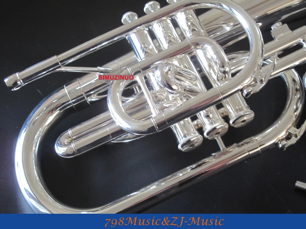 Посеребренные марширующие mellophone F ключи Рог монельные клапаны с чехлом