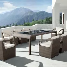 9 шт. обеденный стол стулья ротанга сад Мультиплеер обеденный комплект для банкета