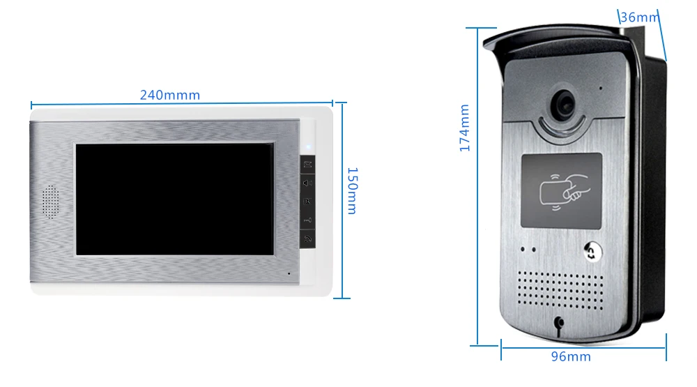 Домофон проводной 7 ''TFT цвет RFID телефон видео домофон дверные звонки вход системы для дома с ночное видение камера