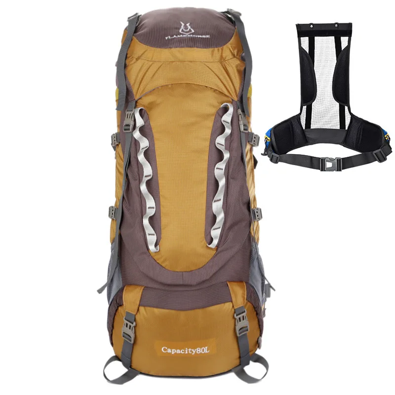 

80L Outdoor Backpack Camping Climbing Bag Waterproof Nylon Backpack Large Capacity Traveling Backpack Removable Bracket