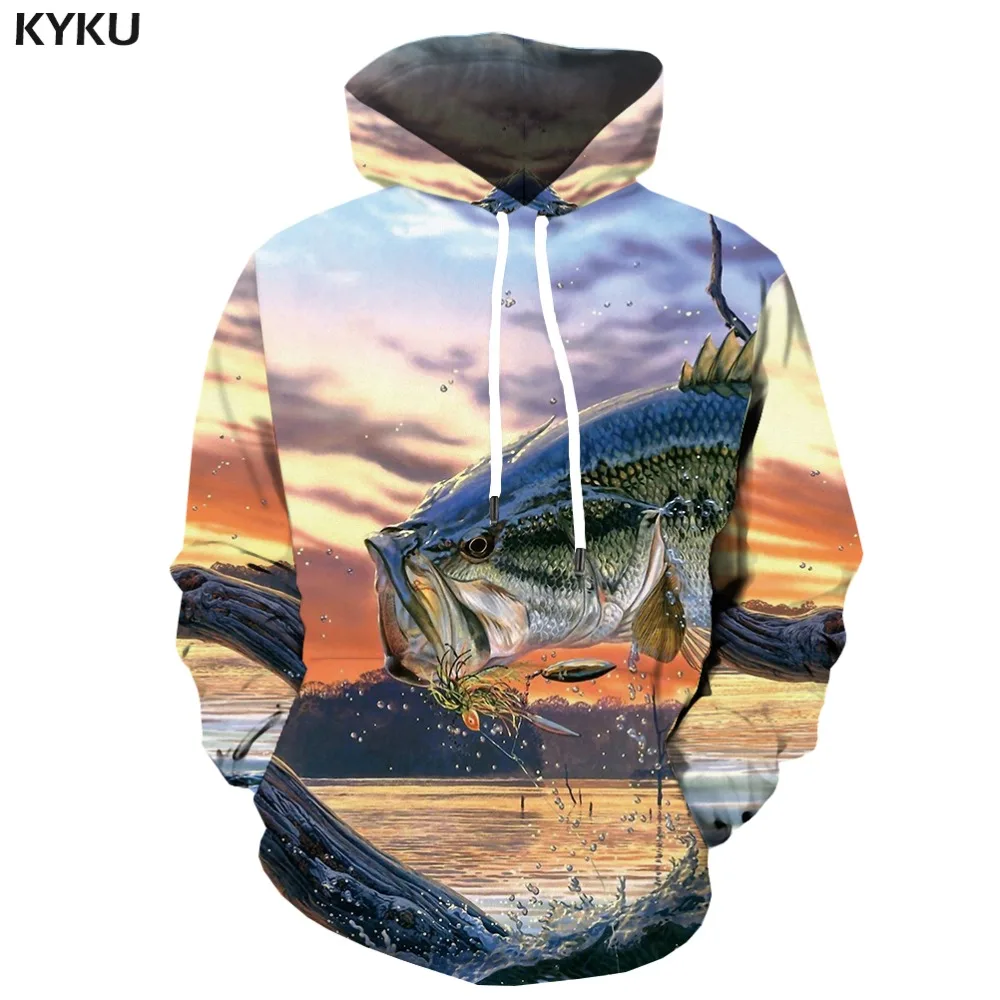 KYKU 3D Fish Hoodies Sweatshirts Men Animal Hoodie Carp Print ... - KYKU 3D Fish HooDies Sweatshirts Men Animal HooDie Carp Print Sweatshirt Novelty Tropical Funny Mens Clothing