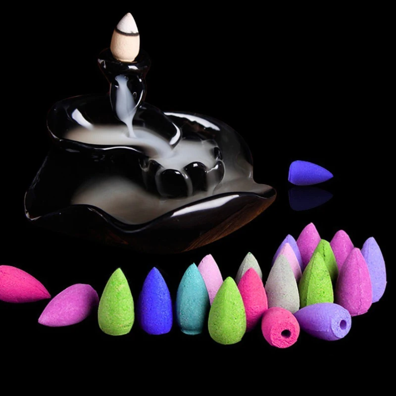 

28/60/70Pcs Natural Tower Incense Air Purifying Backflow Incense Burner Natural Floral Fragrant Reflux Aromatherapy Incence Cone
