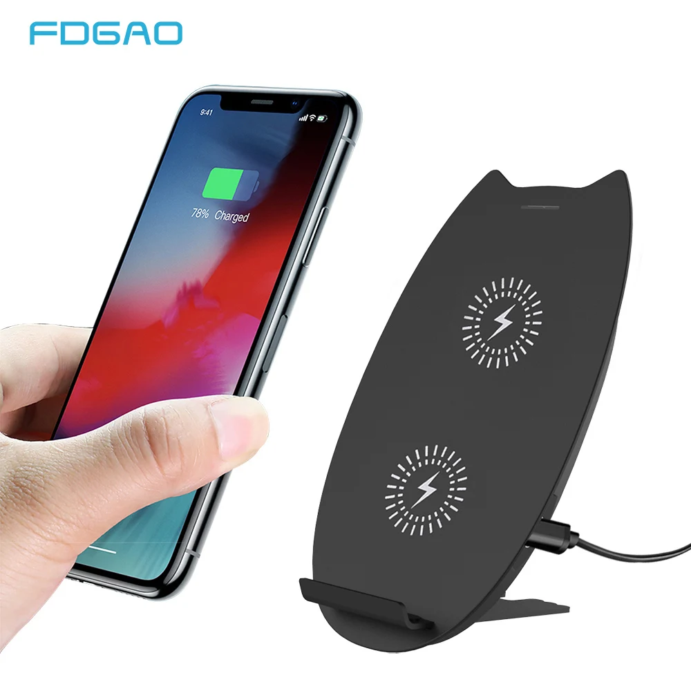 

FDGAO 10W Qi Wireless Charger for iPhone X XS MAX XR 8 Plus Samsung S9 S8 S10 Fast Wireless Charging Pad USB Quick Charger