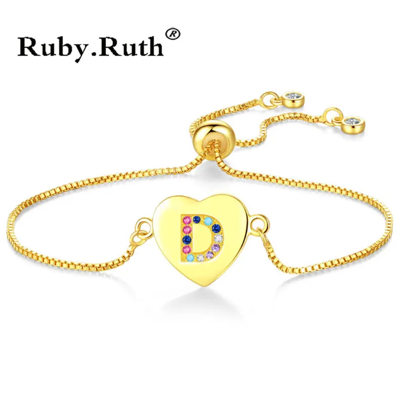 

Love Heart Letter Bracelet & Bangle For Crystal Women Simple Adjustable Fashion Gold Color Bracelets Wedding Jewelry