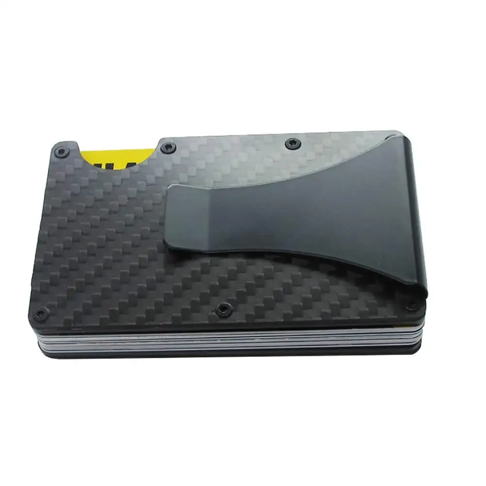 

Fashion Portable Men Carbon Fiber Money Clip Credit Bank Wallet Brand New Men Fashion Rfid Blocking Metal Wallet dropshiping