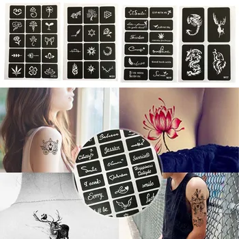 

12 Sheets Bird Fly Pattern DIY Airbrush Paint Mehndi Henna Indian Tattoo Template Cool Small Unisex Henna Tattoo Stencil