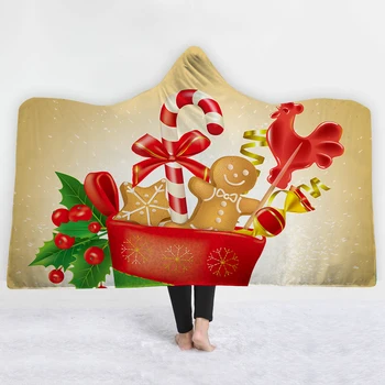 

Lovely toys Cartoon kids blanket with hat keep Warm soft comfortable Merry Christmas Blanket for boys girls new blanket
