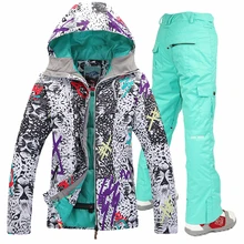 Женский лыжный костюм, набор, Женская лыжная куртка/брюки/костюмы, зимний, для улицы, водонепроницаемый, дышащий, для катания на лыжах, сноуборде, комплект