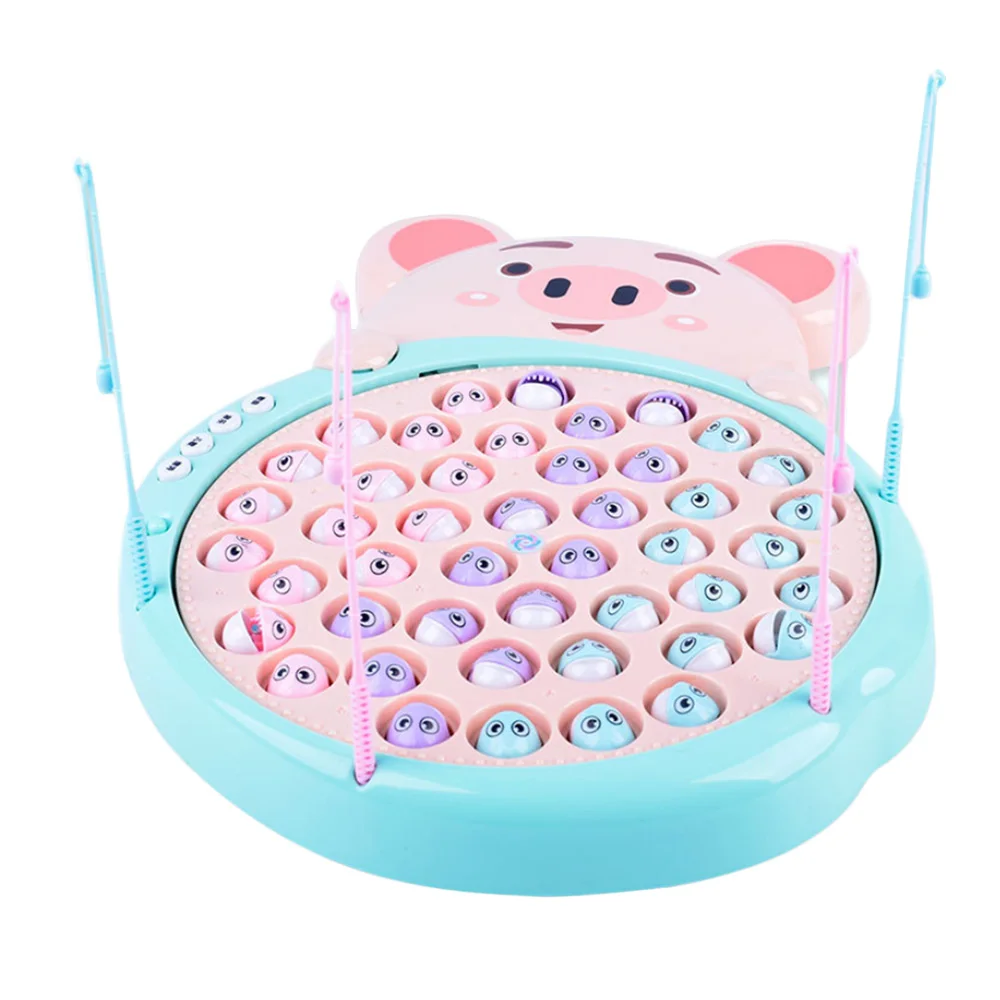 

38*29cm Cute Pig Fishing Toys Children Early Educational Toy Outdoor Electric Musical Rotating Funny Fishing Game Magnetic Toys