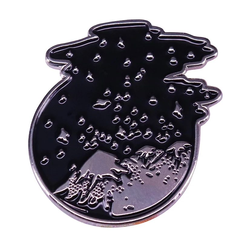 Snow Mountain Spilla Starry Night Landscape Badge Explore Adventurer Collection