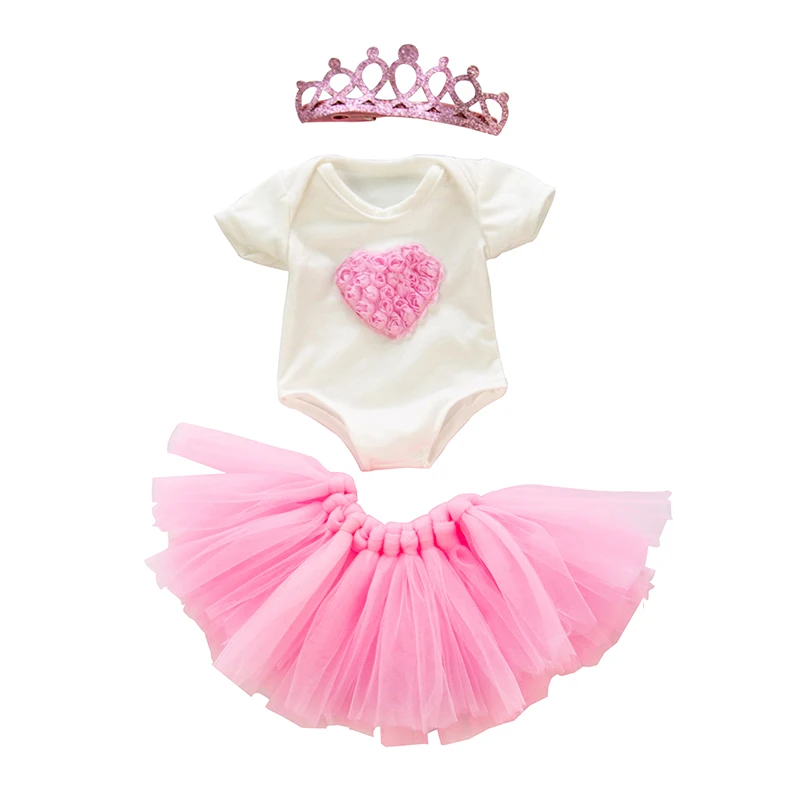 Одежда для кукол, 3 предмета, для новорожденных, подходит для детей 18 дюймов, 40-43 см, кукла, розовая любовь, Корона русалки, платье, костюм куклы, аксессуары для подарка ребенку