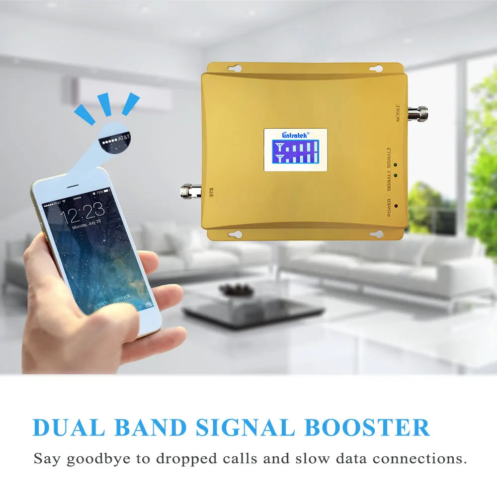 ЖК дисплей Lintratek 3G 2100 МГц + GSM 900 двухдиапазонный мобильный телефон усилитель