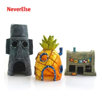 

New Aquarium Ornament Pineapple House / Krusty Krab / Octopus'Easter Island Head House Betta Fish Tank Bottom Cartoon Decoration