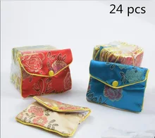 Petits sacs joliment emballés dans des pochettes de 24 pièces, boîte à anneaux, Emballage cadeau pour bonbons, fête prénatale, mariage, sac de fête
