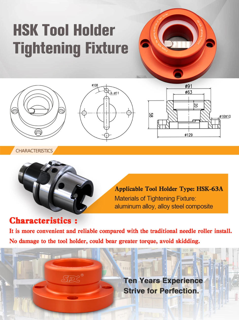 HSK tool holder tightening fixture