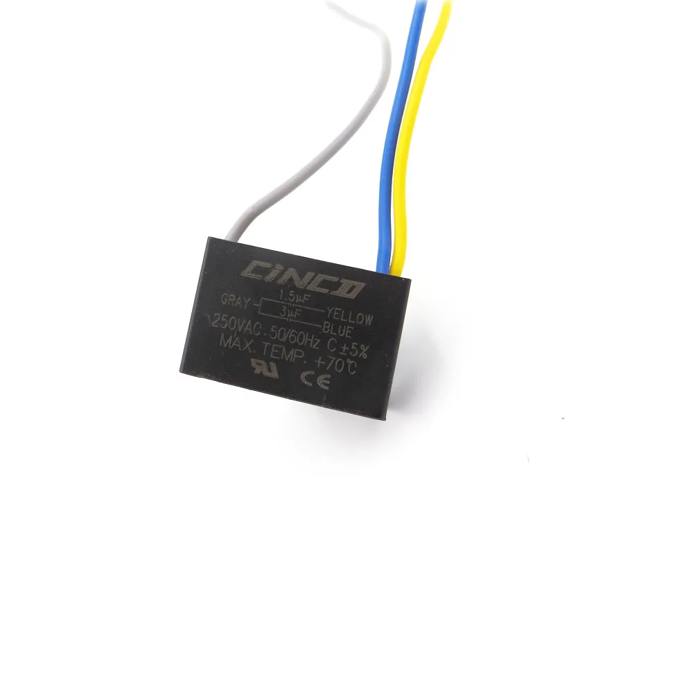 

CBB61 1.5uF+3uF 250V 3 wires Motor Run Capacitor electrical fan 3 Speed electric fanners Electronic Fan Regulator Cable 250VAC