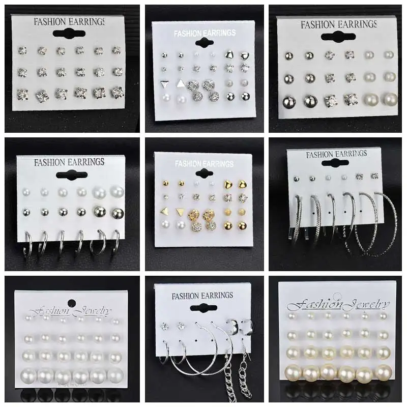 

2018 hot sale Fashion simple pearl crystal Earrings gold and silver round small earrings charm statement female Brincos jewelry