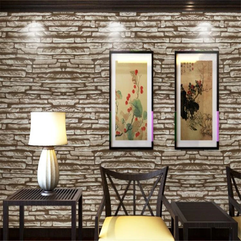 ФОТО beibehang Retro 3D simulation simulation brick wallpaper PVC waterproof box Chinese warm restaurant culture stone wallpaper