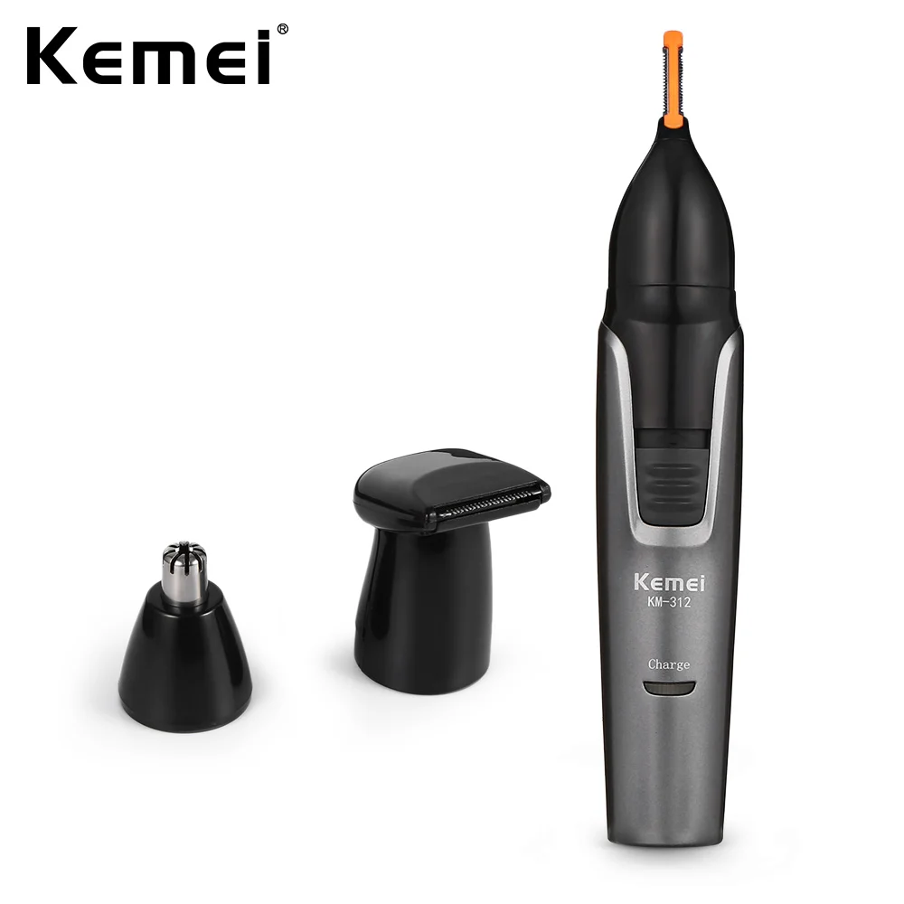 

Kemei KM - 312 3-In-1 Rechargeable Nose Eyebrow Ear Sideburns Hair Trimmer Multi-Functional Electric Tool With 3 Trimming Blades