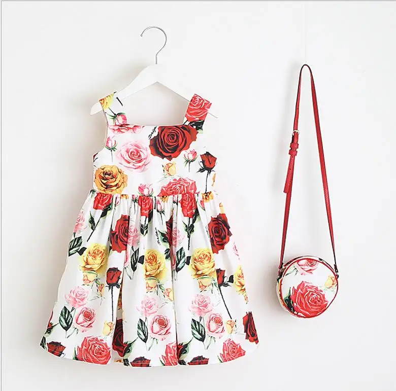 Buy 11 Color Girls Dresses + Bag 2018 Summer Little