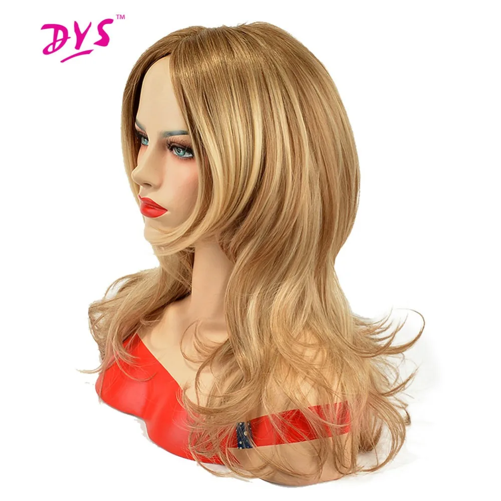 Deyngs Short Blonde Synthetic Wigs Body Wave Hair For Black Women Ombre Two Tone Natural African Amercian Hair Wig With Hairline body-wave