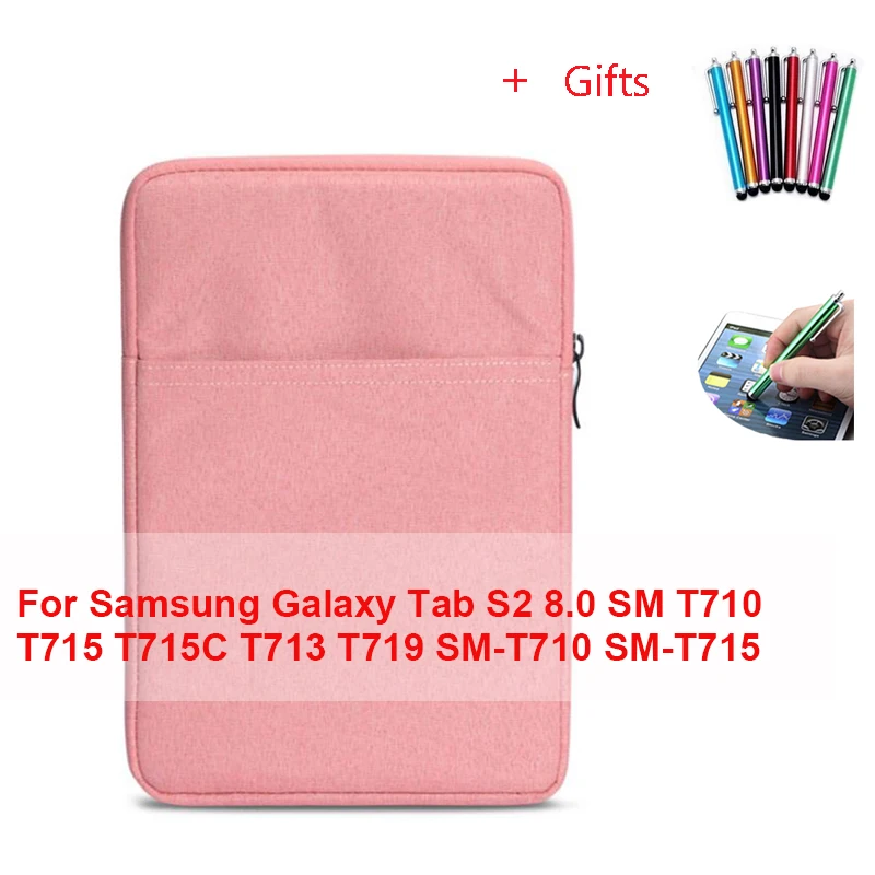 Сумочка-рукав с текстурой "Дикая Лошадь" для Samsung Galaxy Tab S2 8,0 SM T710 T715 T715C T713 T719 SM-T710 защитный экран для планшета чехол+ Бесплатный подарок - Цвет: fen