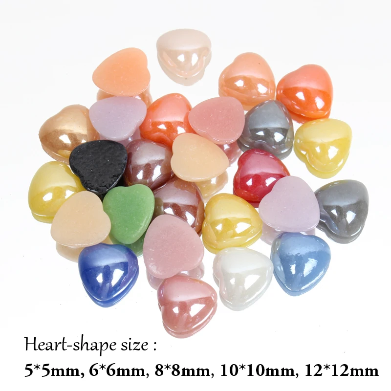 Mix Color Ceramic Beads Half Heart Pearl 6X6mm 12X12 4 Sizes DIY Craft