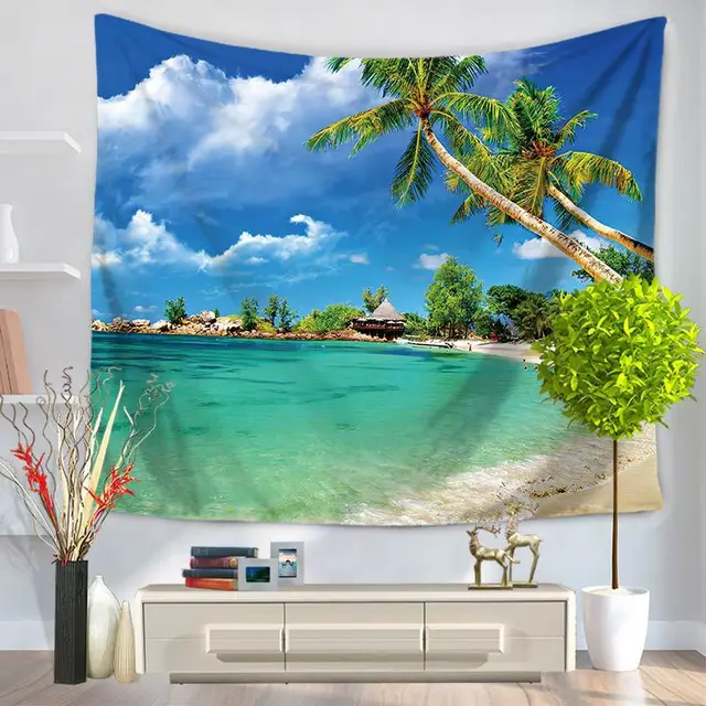 CHARMHOME Palm Trees Pattern Tapestry Hanging Polyester Fabric Wall ...