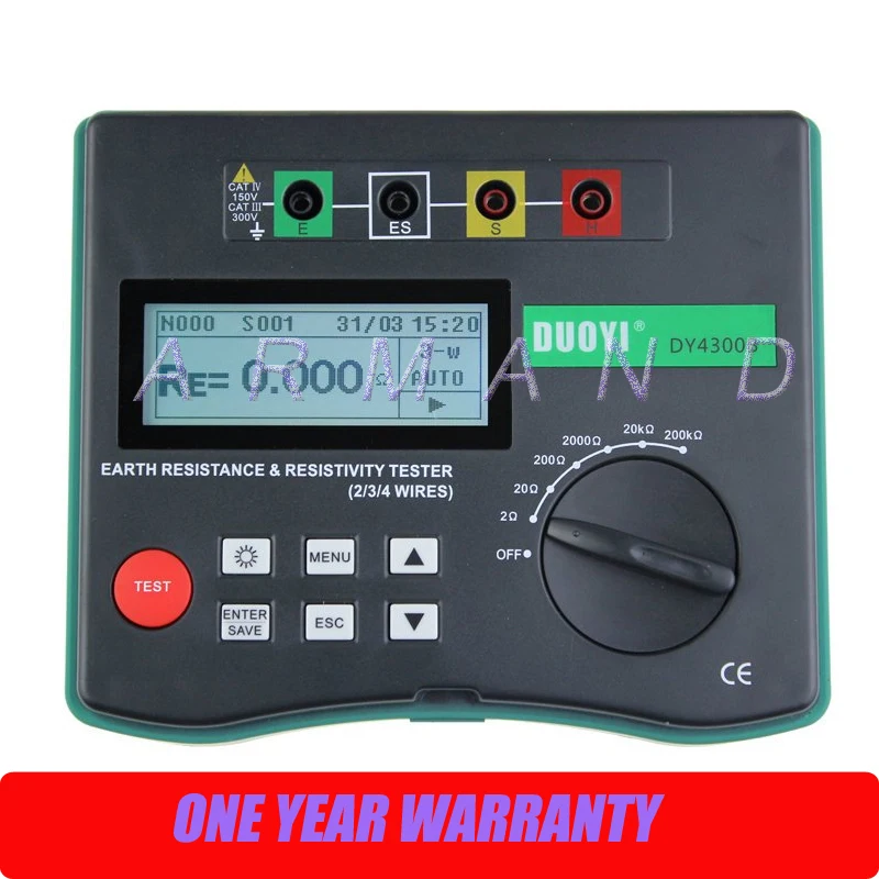 High quality Digital Earth Tester DY4300B Ground Resistance Tester Meterin Resistance Meters