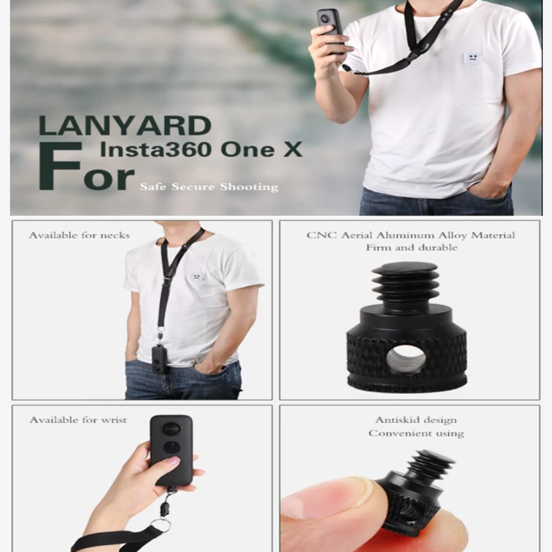 

Safe Shoulder Strap Secure Sling Lanyard Adjustable Length for Insta360 One X Panoramic Camera @JH