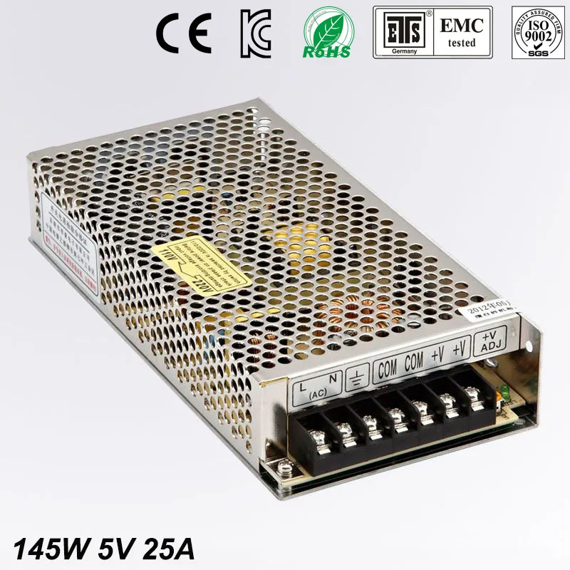 

single output 5V 25A 145W Switching Power Supply AC to DC Universal Regulated Adapter For LED display Strip light